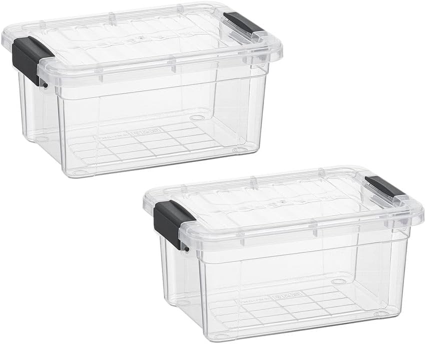 Superio Clear Storage Boxes with Lids, 3.4 Quart Plastic Container Bins for Organizing, Stackable Crates, BPA Free, Non Toxic, Odor Free, Organizers for Home, Office, School, and Dorm