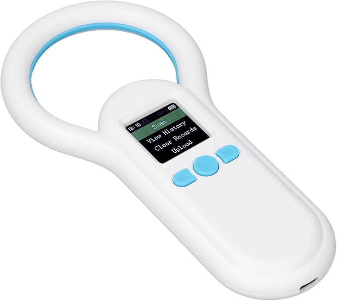 aqxreight Pet Microchip Scanner 134 2Khz Portable Animal Ear Tag ID Reader 44 Inch TFT Display Screen 500 Records Storage Display Allowing Vie Pet ReaderPet Microchip ReaderAnimal Tag