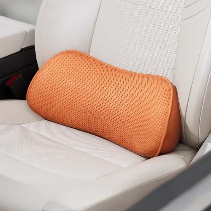 Lumbar Support Pillow for Car, Memory Foam Lumbar Pillow for Lower Back Pain Relief - Back Cushion for Driving, Chair Support for Car-Office Chair, SUV Waist Pillow - Orange