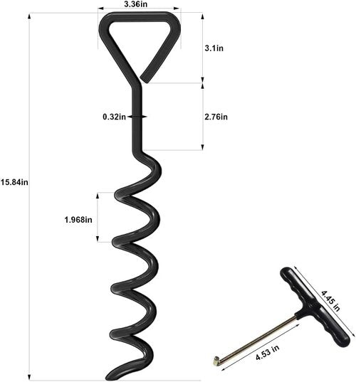EURMAX USA Windproof Trampoline Anchor Kit - Heavy-Duty Steel Stakes with T-Hook & Safety Straps for Secure Weatherproof Protection