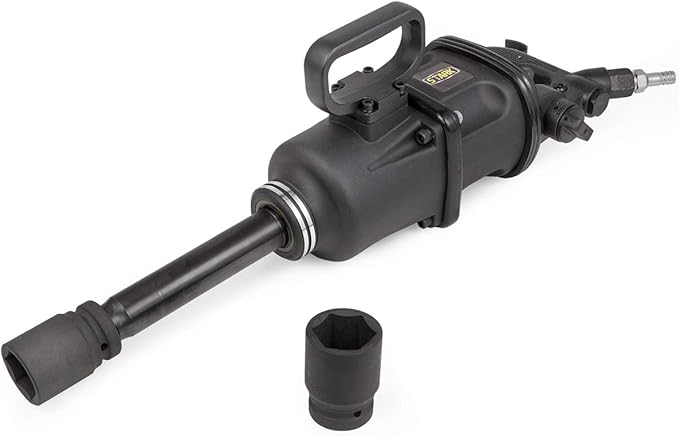 Stark USA 1" Air Impact Wrench Gun Long Shank Pneumatic Truck Mechanics Socket (38mm & 41mm) Set Truck Trailer Heavy Duty Repairs and Maintenance with Carrying Case