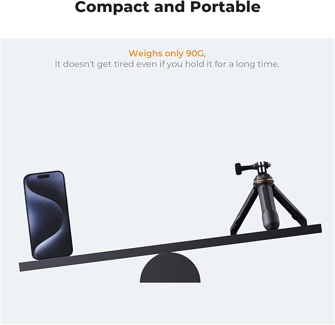 K&F CONCEPT 33.5cm/13.2" Selfie Stick Tripod, Portable Vlog Handle Grip Action