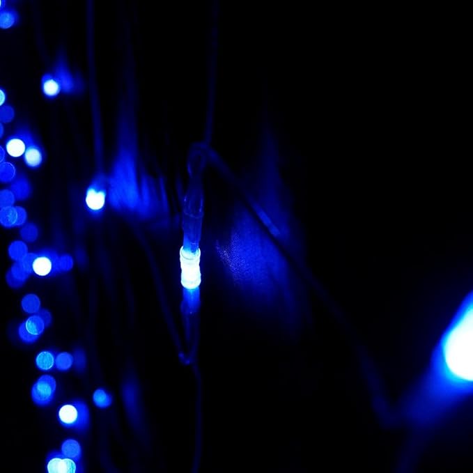 LED Net Mesh String Fairy Lights 204 LEDs, 6.56 Ft x 9.84 Ft,8 Modes, Blue Outdoor Transparency String Lights Waterproof Christmas Decorative Lights for Christmas Tree, Holiday, Party