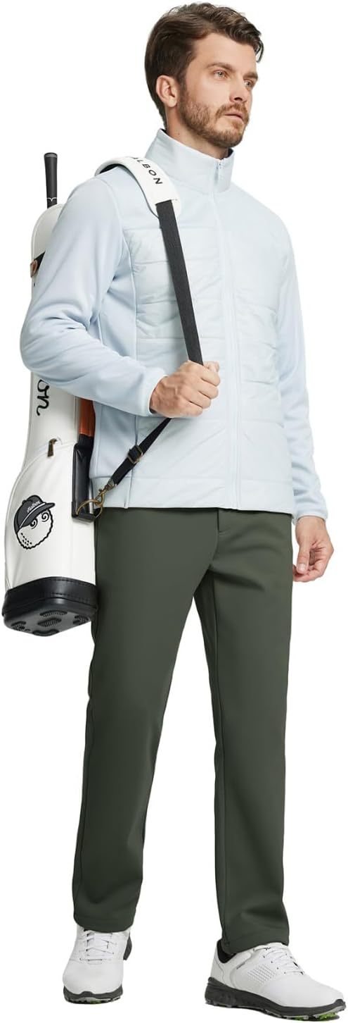 M MAELREG Golf Fleece Lined Pants Men Softshell Water-Resistant Workout Casual Outdoor Hiking Insulated Winter Pants for Men