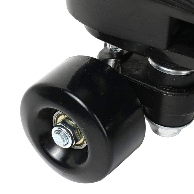 Womens Roller Skates Light Up Wheels, Artificial Leather Adjustable Double Row 4 Wheels Roller Skates Shiny Skates for Teens,Adult (Black Wheel,40-US: 8.5)