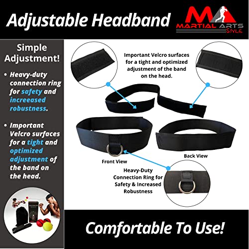 Boxing Ball Headband Tennis, Punching Ball Headband, MMA Training Equipment, Boxing Equipment, Home Workout Equipment for Men, Kids Boxing Set, Boxing Reflex Ball (3 Difficulty Level, 3 Balls)