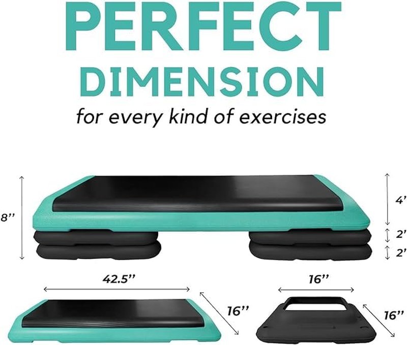 Yes4All Adjustable Workout Aerobic Exercise Step Platform Health Club Size with 4 Adjustable Risers Included and Extra Risers Options - Green Black