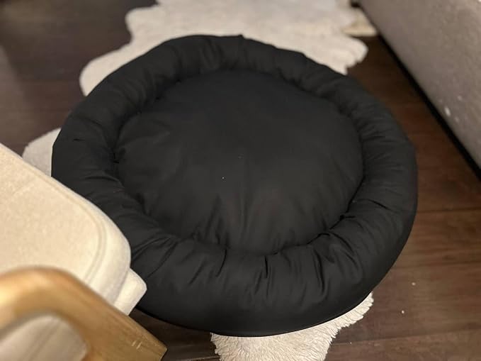 Organic Cotton Canvas Dog Bed: Removable Cover, Natural Fill - Made in USA (Black, X Small 18" x 6" inches)