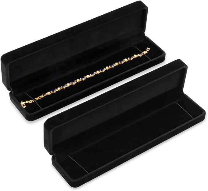 iSuperb Set of 2 Velvet Necklace Box Long Bracelet Box Display Chain Jewelry