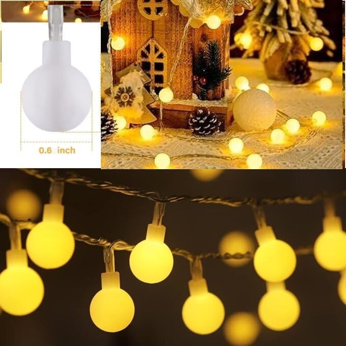 100 LED Connectable Globe String Lights Indoor Bedroom, 33ft Warm White Christmas String Lights Plug in with Remote, 8 Modes Hanging Fairy Lights Outdoor for Room Classroom Dorm Party Decor