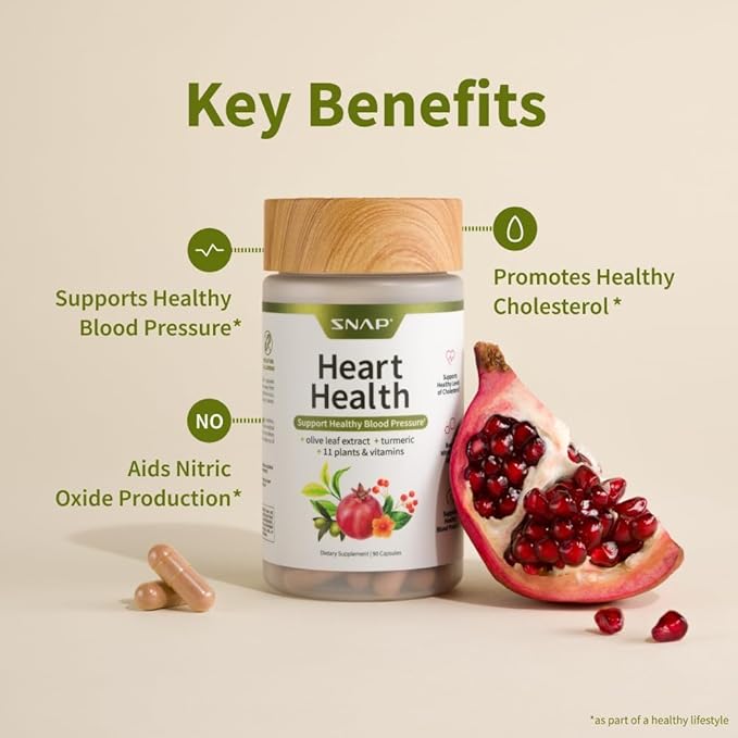 Snap Supplements Heart Health Supplements and Blood Circulation Supplements, 180 Capsules