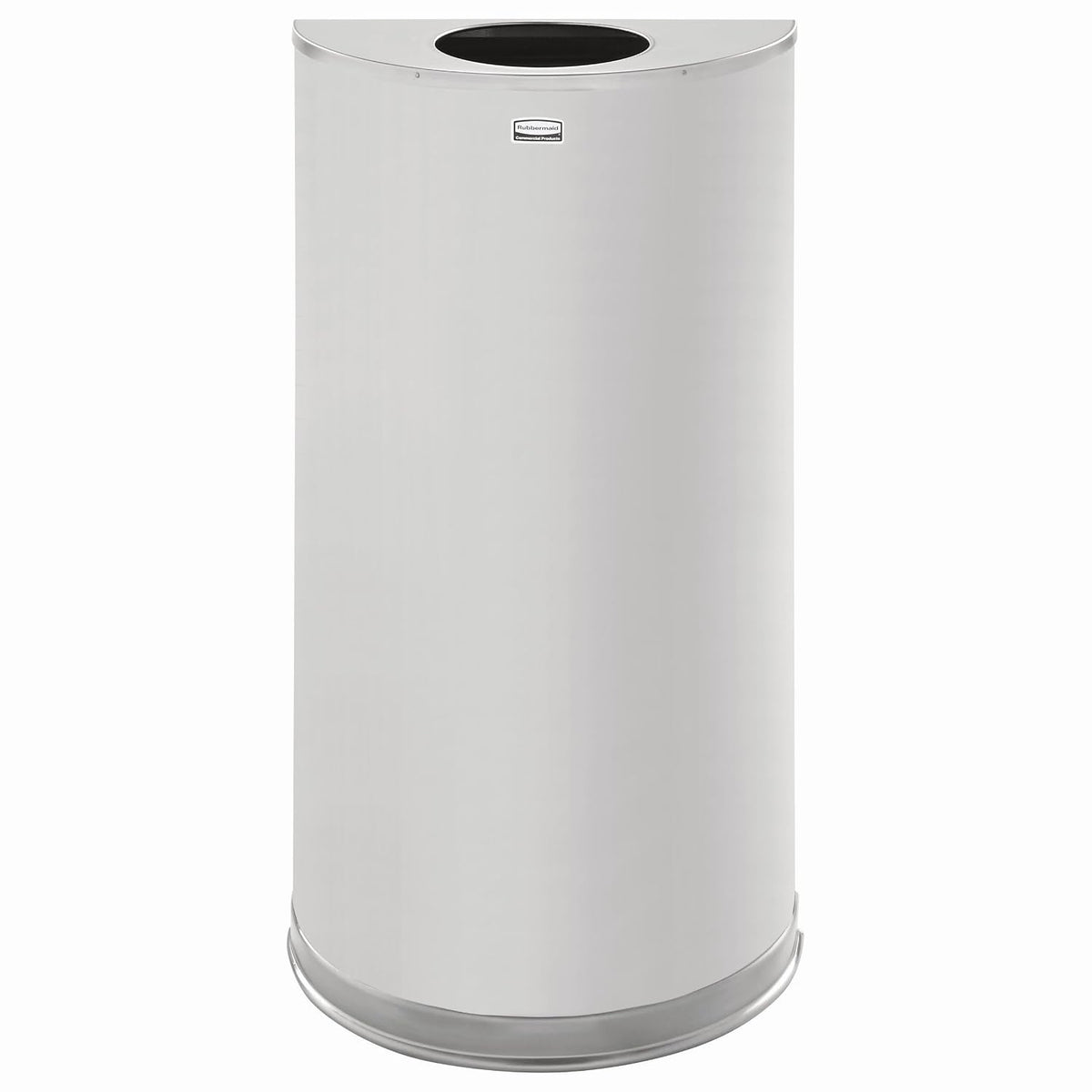 Rubbermaid Commercial Products Half Rounds Steel Trash Can, Open Top, 12 GAL, Stainless Steel, Indoor for Hotel Lobbies/Washrooms/Front of House Hospitality Areas