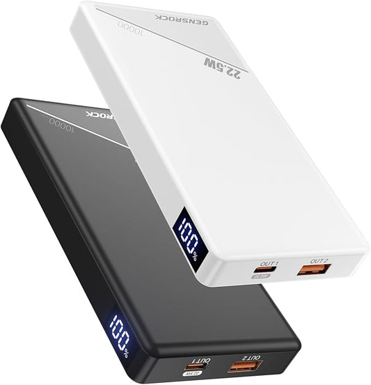 GENSROCK 2 Pack Portable Charger Power Bank 10000mAh, PD 22.5W Fast Charging Power Bank,LED Display Battery Pack for iPhone17/16/15/14/13 Series, Samsung, Google, Pixel, LG, iPad