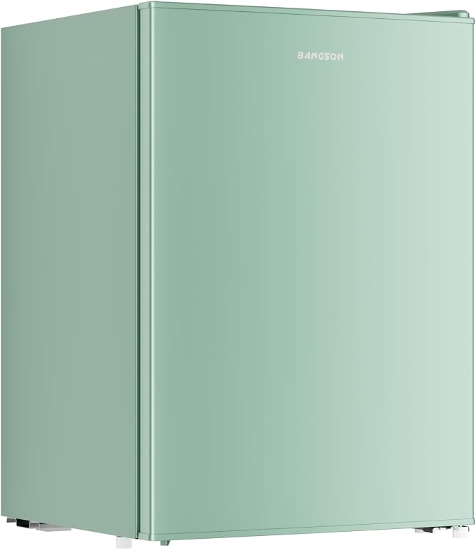 2.6 Cu Ft Small Fridge with Freezer for Office Green | Mini Refrigerator for Dorm Bedroom, Compact Fridge, Energy-efficient, Low Noise
