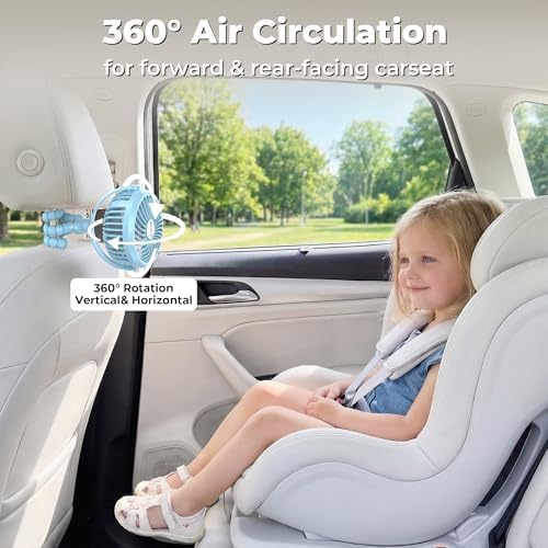 AMACOOL Battery Operated Stroller Fan, Portable Clip On Fan Rechargeable