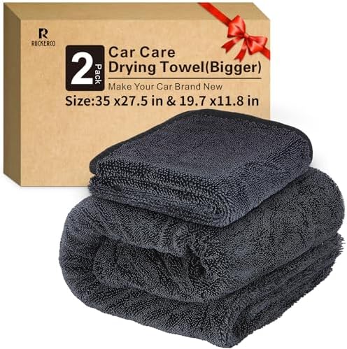 Microfiber Towels For Cars 2-Pack Car Drying Towel 1300 Gsm Ultra-Large Soft Microfiber 35" x 27.5" &amp; 19.7" x 11.8" Towels Are Great For Car And Home Cleanups No Streaks, Scratches Or Water Spots