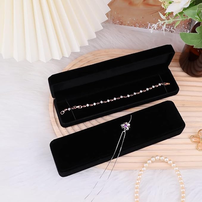 iSuperb Set of 2 Velvet Necklace Box Long Bracelet Box Display Chain Jewelry