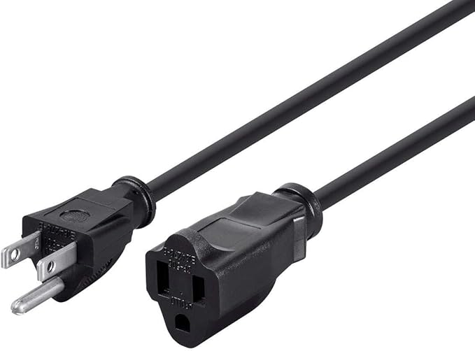 Monoprice Extension Cord - 3 Prong, NEMA 5-15P to NEMA 5-15R, 13 Amp, 1625 Watts, 16AWG, 3 Feet, Black