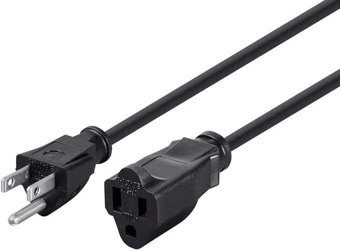 Monoprice 6ft 16AWG Power Extension Cord Cable - SJT 16/3C NEMA 5-15P TO NEMA 5-15R (13A/125V) AP301+SP506 - Black