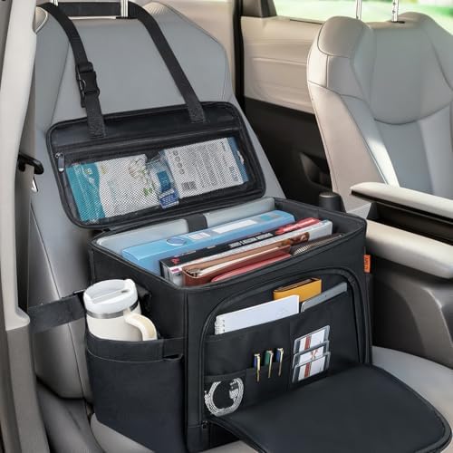 ANILD Front Car Seat Organizer and Office Work Truck Organizer with Multifunctional Pockets and Padded Shoulder Strap, Compatible with Cars, Trucks and Vans