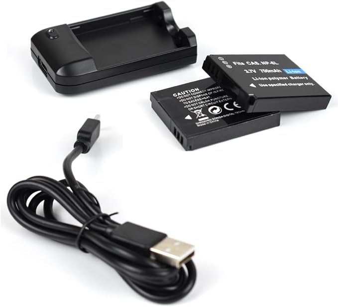 NP-6L Battery Charger + 2 pcs Rechargeable 3.7V 700mAh Batteries