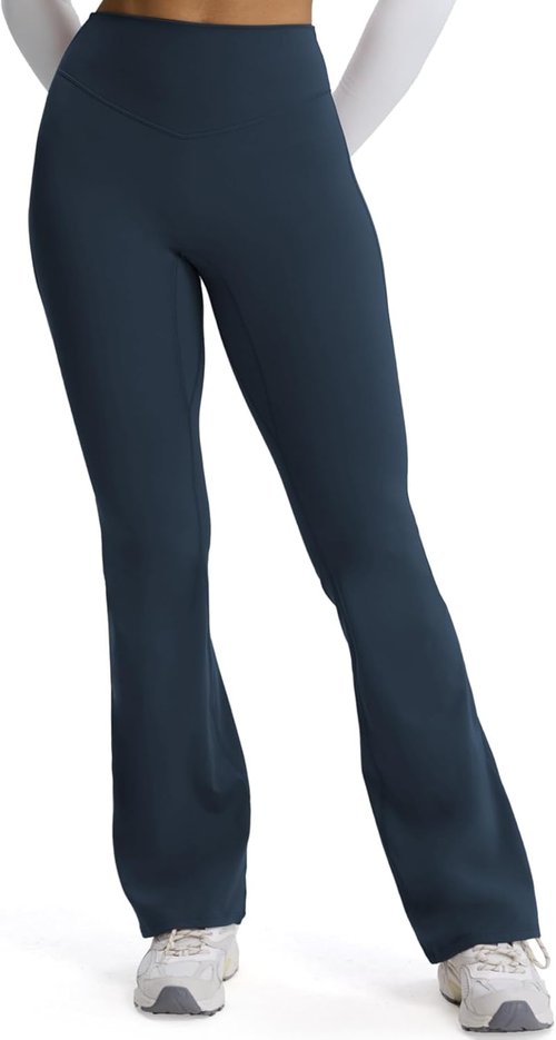 Aoxjox Flare Leggings for Women - Mid-Rise Hidden Scrunch Butt Lifting | Available in 30", 32", 34" Sizes