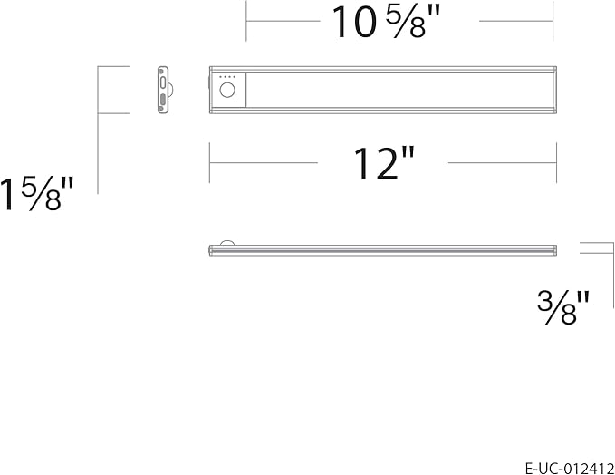 Magnetix 8in Re-Chargeable LED Under Cabinet Motion Sensor Light Bar with Magnetic Mounting Clips, Dimmable and 3-CCT Selectable in Brushed Aluminum for Kitchen and Closet