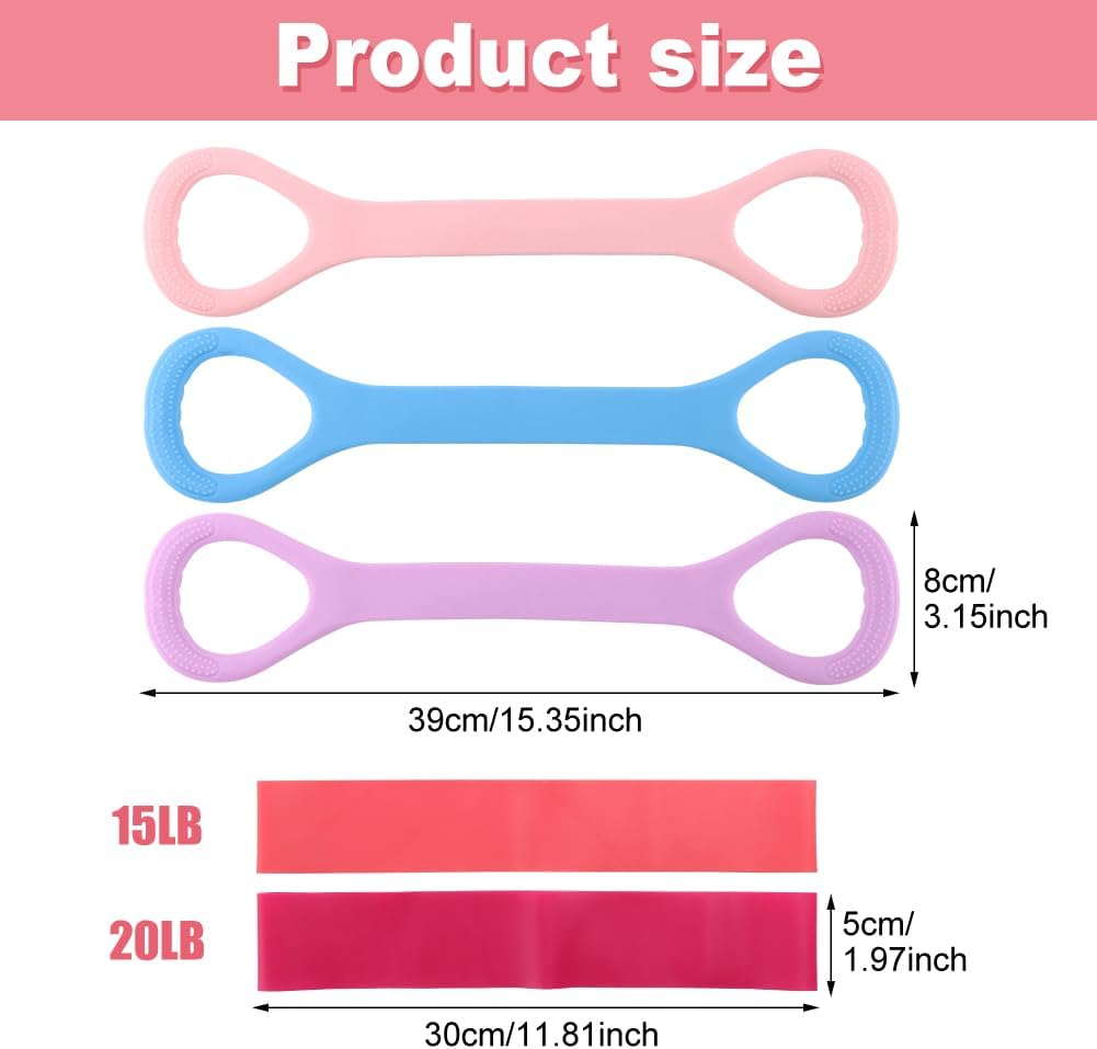 Skiennix Figure 8 Resistance Bands - 3-Piece Elastic Workout Set for Women | Perfect for Yoga & Stretching