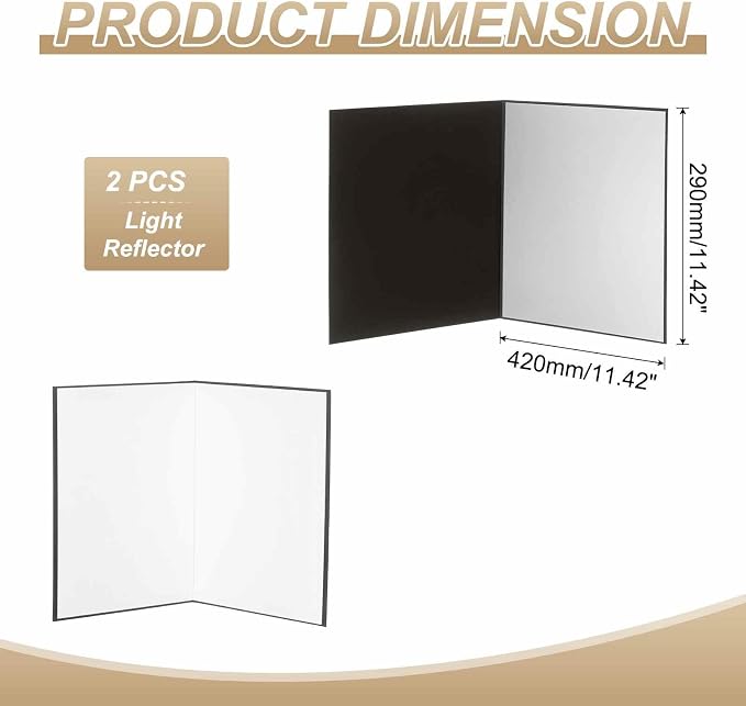 2Pcs 17"x11" Light Reflector 3 in 1 Photography Reflector Cardboards, Foldable
