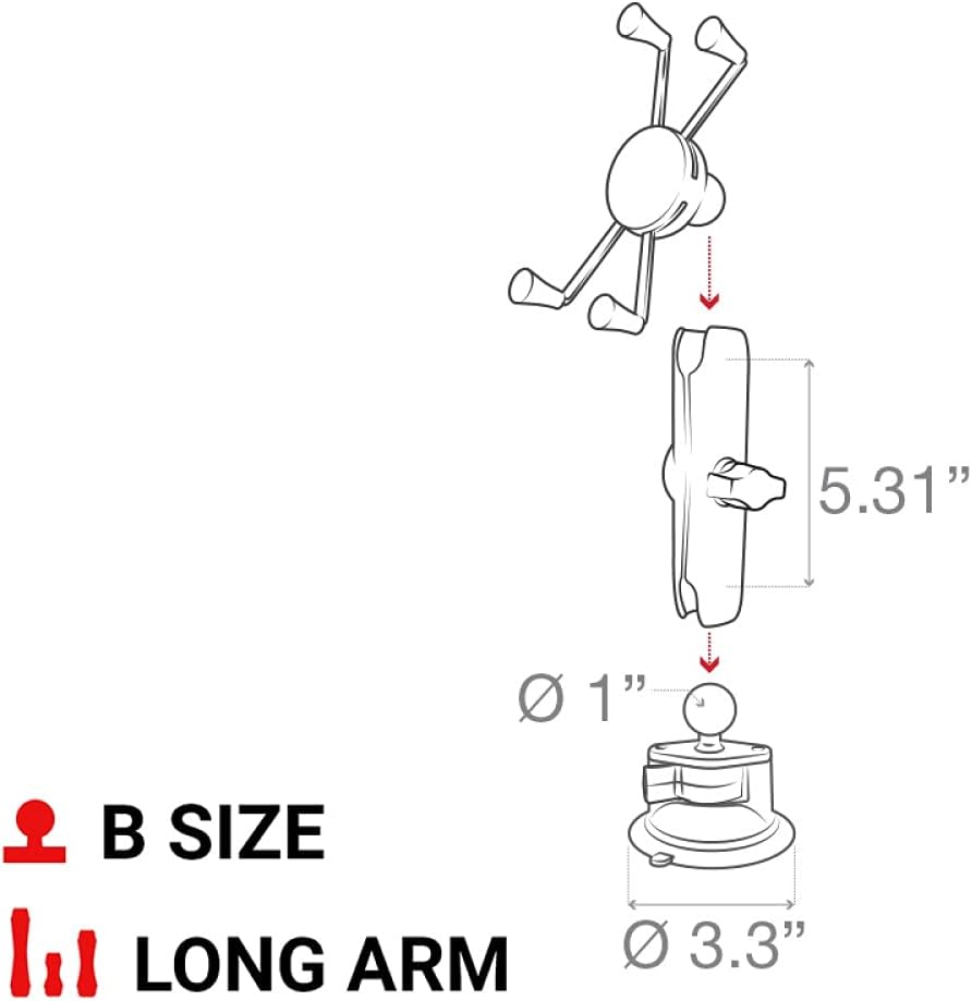RAM MOUNTS X-Grip Large Phone Mount with Long Arm Twist-Lock Suction Cup