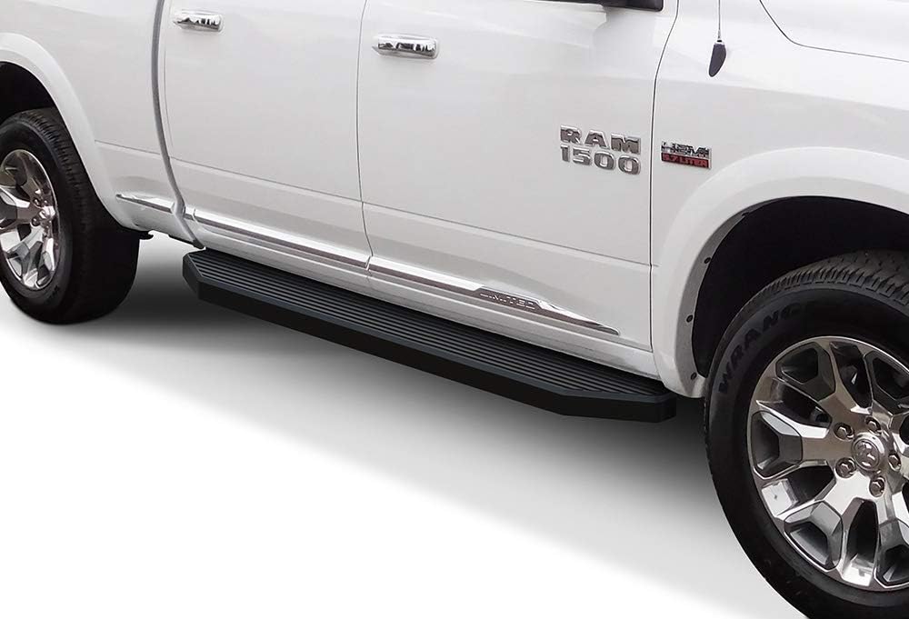 APS 6-inch (Black Stainless Steel Flat Style) Running Boards Nerf Bars Side Steps Compatible with Ram 1500 2009-2018 Crew Cab & Ram 2500 3500 2010-2024