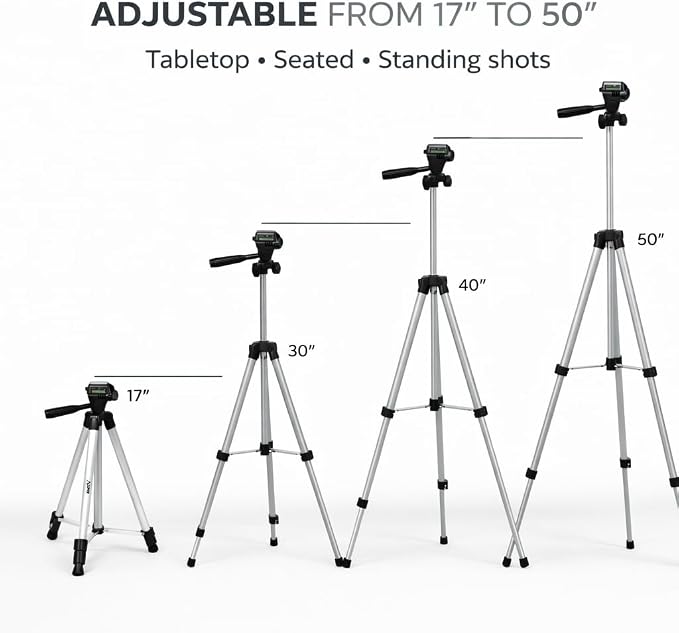 Acuvar 50” Phone Tripod with Rotating Mount – Vertical & Horizontal Filming