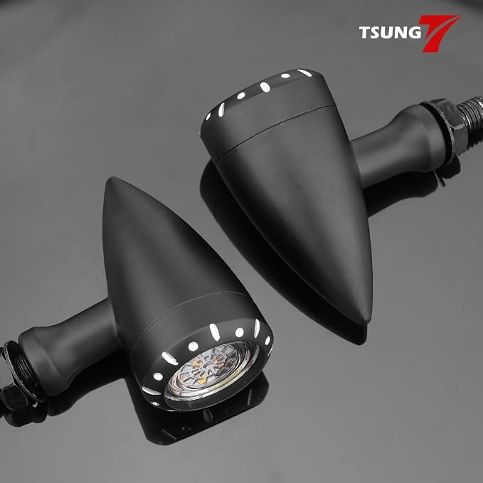 TSUNG 2PCS Motorcycle Bullet LED Front Turn Signal White Amber Light SMD