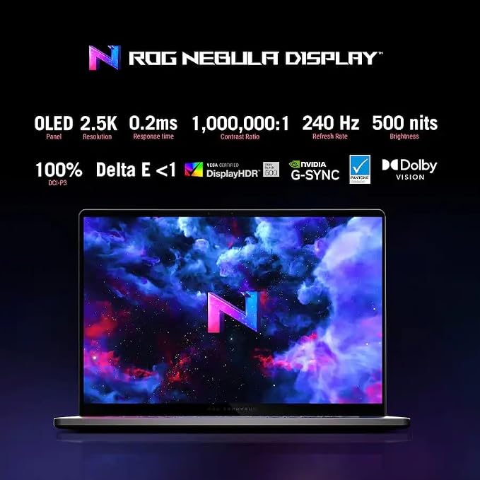 ASUS ROG Zephyrus 16 Gaming Laptop, 16" Nebula OLED 2.5K 240Hz, NVIDIA GeForce RTX 5070, Intel Core Ultra 9 285H, 16GB RAM 2TB SSD, Wi-Fi7, Backlit KB, Win11, Eclipse Gray, w/USB Hub, W/GaLiMu