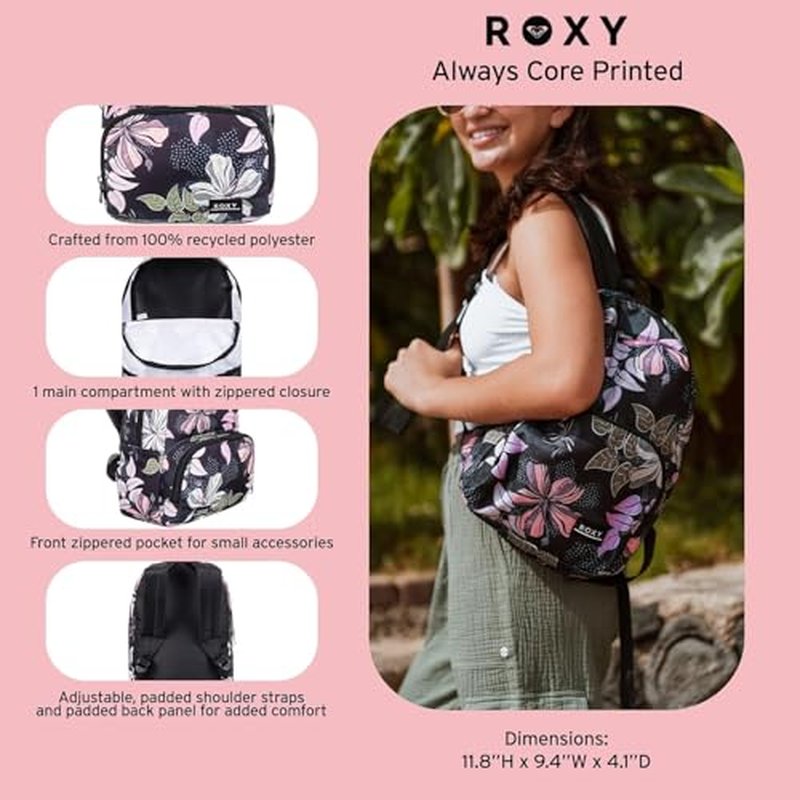 Roxy Women Always Core Backpack | Travel | Everyday Carry | Beach | Polyester | 8L Capacity - White Salty Stripe