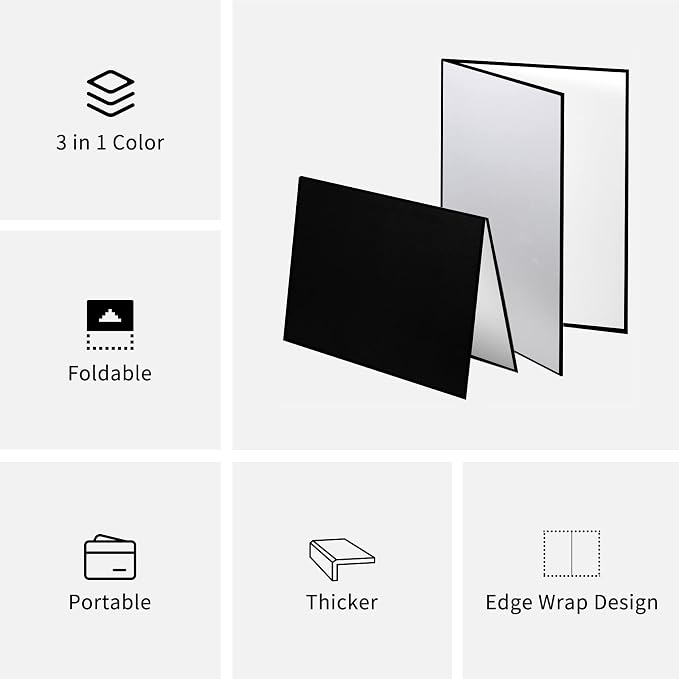 Meking 3 in 1 Photography Reflector Cardboard, 12 x 8 inch Folding Light