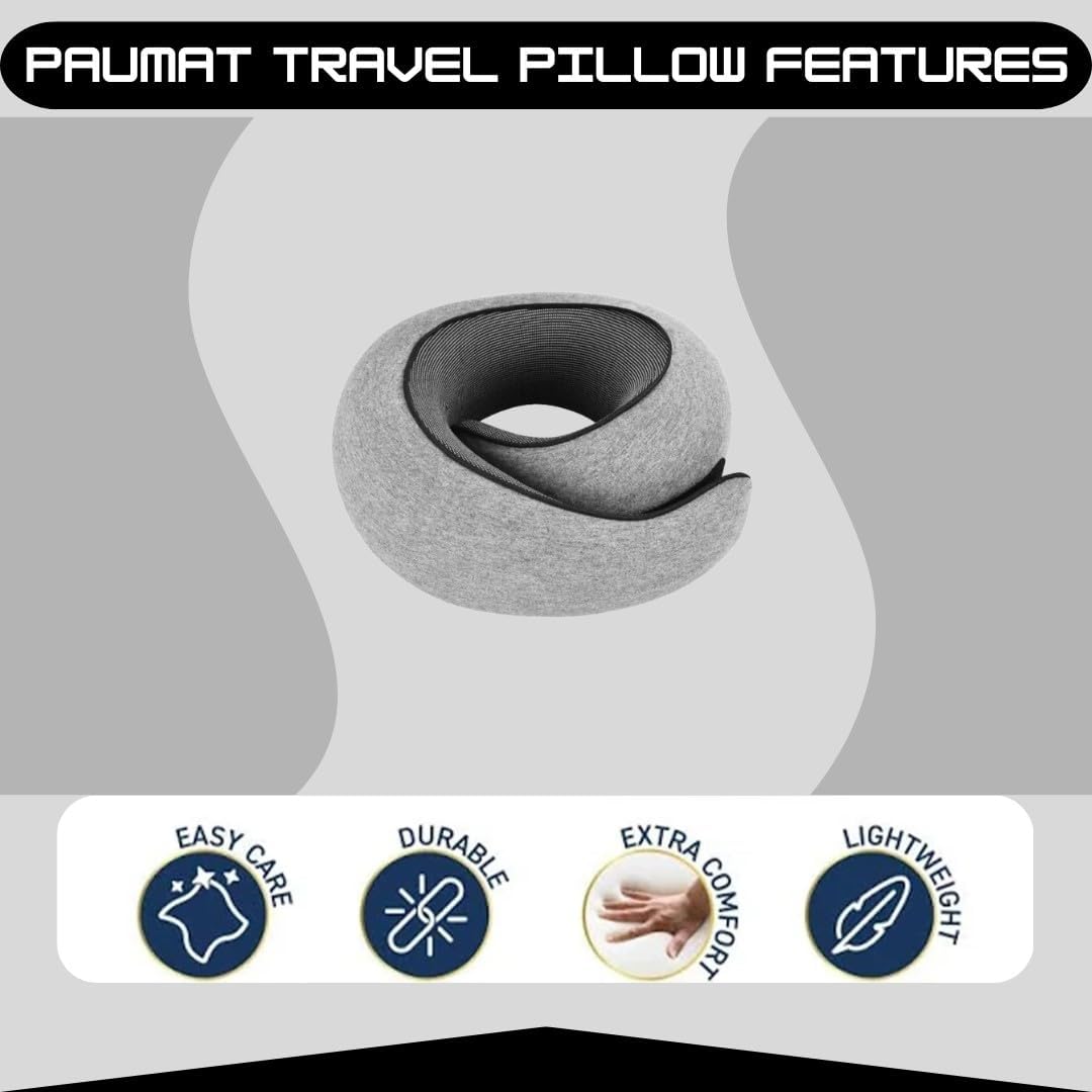 Neck Pillow | Compact Travel Pillows for Airplanes, Car Trips and Home Comfort| Foldable Memory Foam Neck Support | Size Adjustable for Adults and Kids | Lightweight (0.60 Pounds) and U-Shape Design