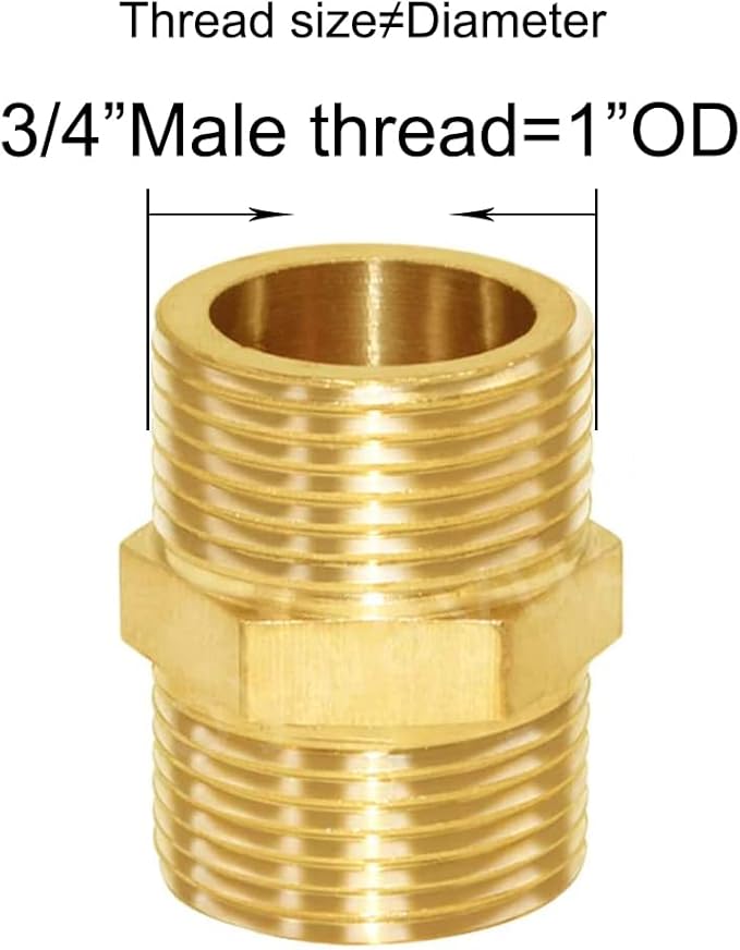 Joywayus 3/4" Male NPT Threaded Brass Pipe Fittings Nipple Fuel/Air/Water/Boat/Gas/Oil (Pack of 2)