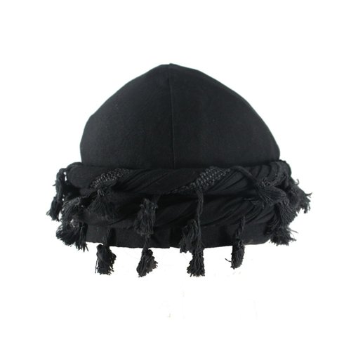 Agturber 2pcs Turban for Men Women Satin Lined Durag Head Wrap Vintage Modal Twist Halo Turban with Tassel(Black,Beige)