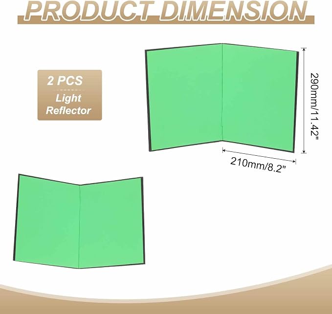 2Pcs 11"x8" Light Reflector 2 in 1 Photography Reflector Cardboards, Foldable &