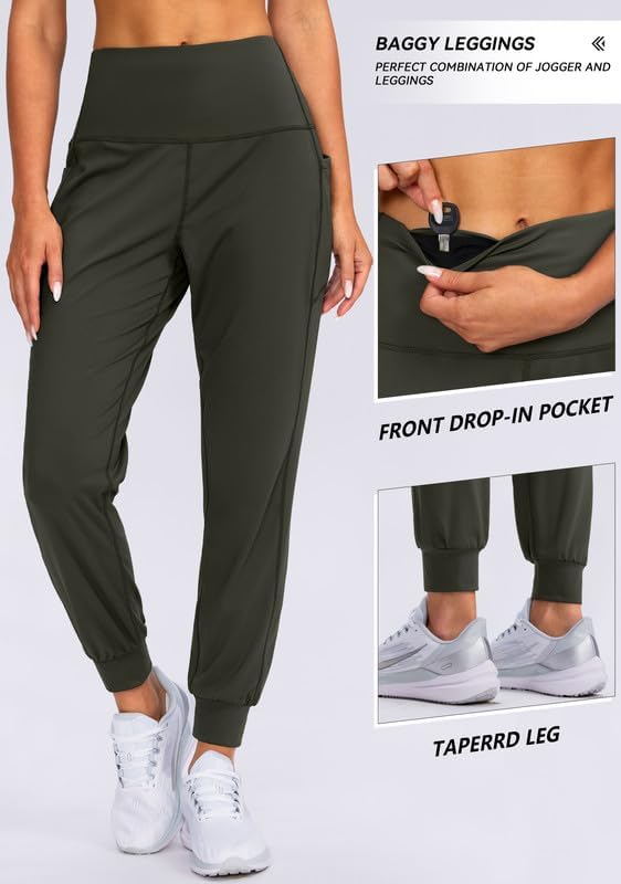 Viodia Women's High Waisted Joggers - Athletic Workout Pants with Pockets | Tapered Design