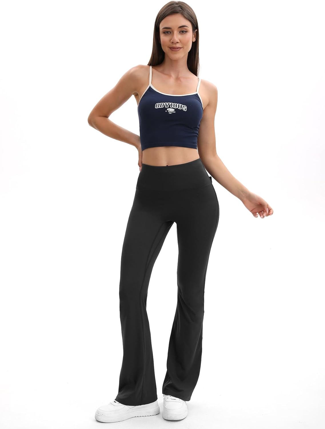 Skiennix Women's Flare Leggings - High Waisted Butt Lifting Yoga Pants with Pockets | Bootcut Design