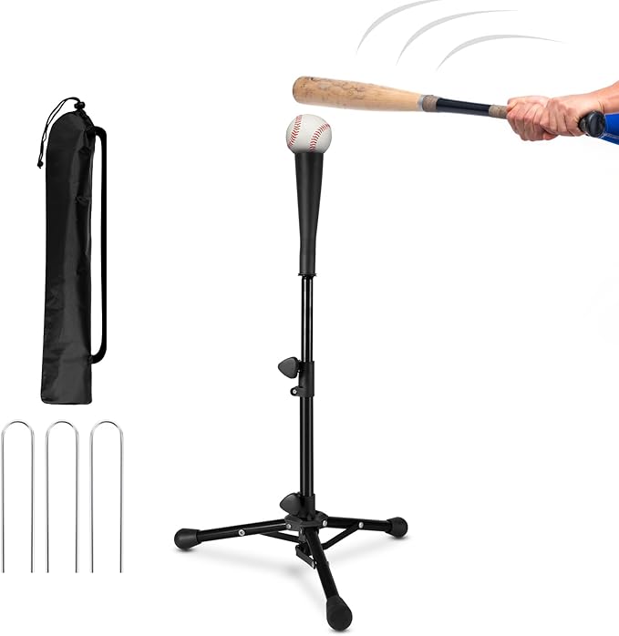 Kids Baseball Tee, 20.87 to 31.29 Inches Batting Tees for Baseball with Carry Bag, Portable Stable Baseball Tees for Hitting, Tripod Tanner Tee for Baseball Practice Stand Aged 3-8 Years