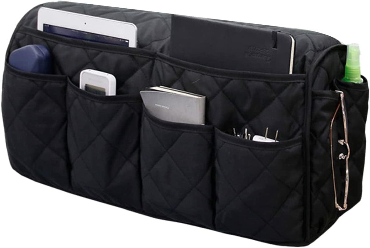 Black Sofa Armrest Organizer with 14 Pockets for Recliners Armrest Covers for Remote Control Holder for Couch Organizer Armchair Cover with Pockets for Phone Ipad Keys Magazine Storage