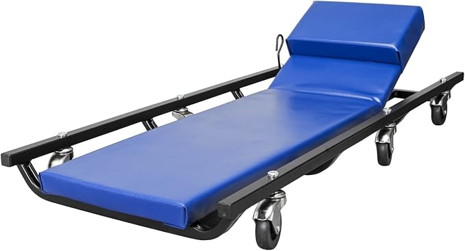 Big RED 40" Padded Rolling Garage/Shop Creeper with Adjustable Headrest and 6 Casters,Mechanic Cart, Blue TR6452 Torin
