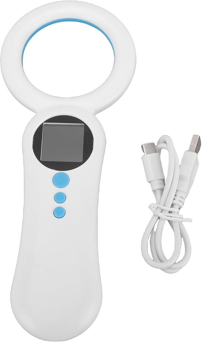 PUSOKEI Pet Microchip Scanner, Rechargeable EMID FDX B Chip Reader, 134.2kHz 125kHz Pet Chip ID Scanner with 500 Storage Capacity and 1.44in TFT Screen, for Animal