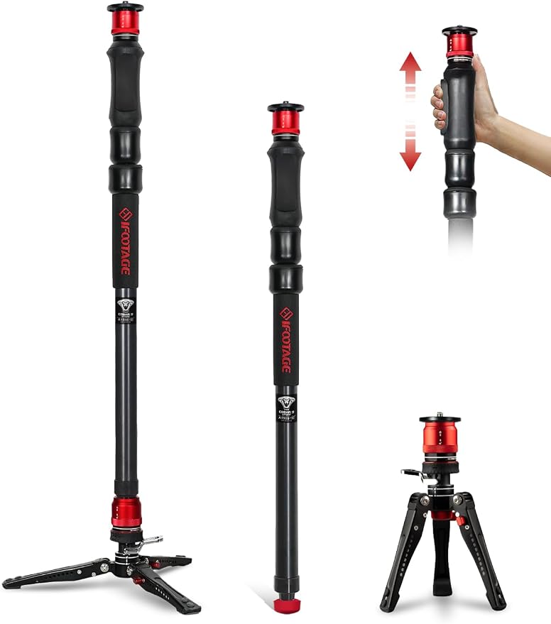 IFOOTAGE Monopod Cobra 3 Strike A150S, 1/4'' & 3/8'' Quick Release Compatible