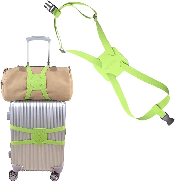 Adjustable Luggage Straps for Suitcases Add a Bag High Elastic Travel Bungees Connecting Carry On Bag TSA Approved (Green Luggage strap-1PCS)