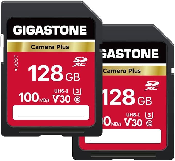 GIGASTONE 128GB SD Card 2-Pack, Camera Plus, UHS-I U3 Class 10 SDXC Memory Card