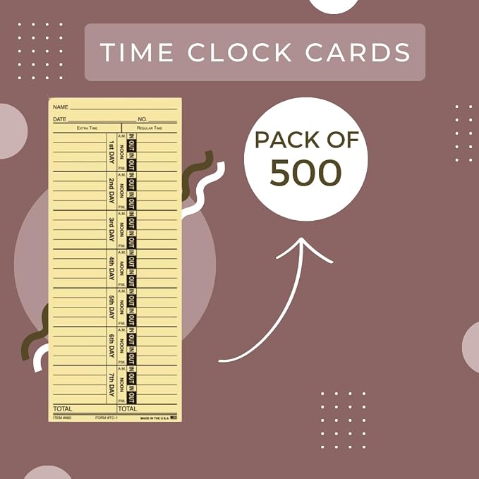 Time Clock Cards Front Load Manual Time Cards